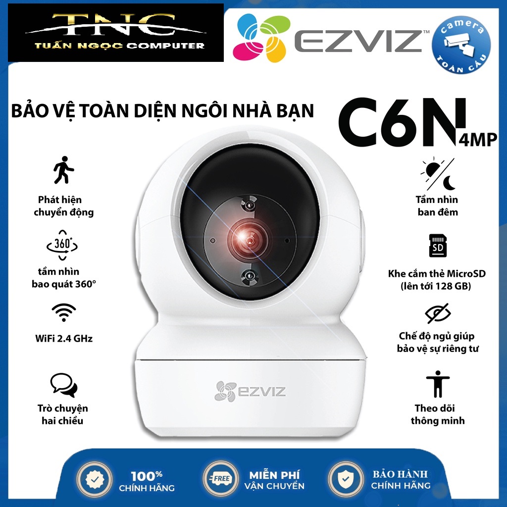 Camera Wifi Không Dây Giám Sát Gia Đình Ezviz CV246 C6N Full HD 1080P 2MP- Xoay 360-Đàm Thoại Loa 2 Chiều