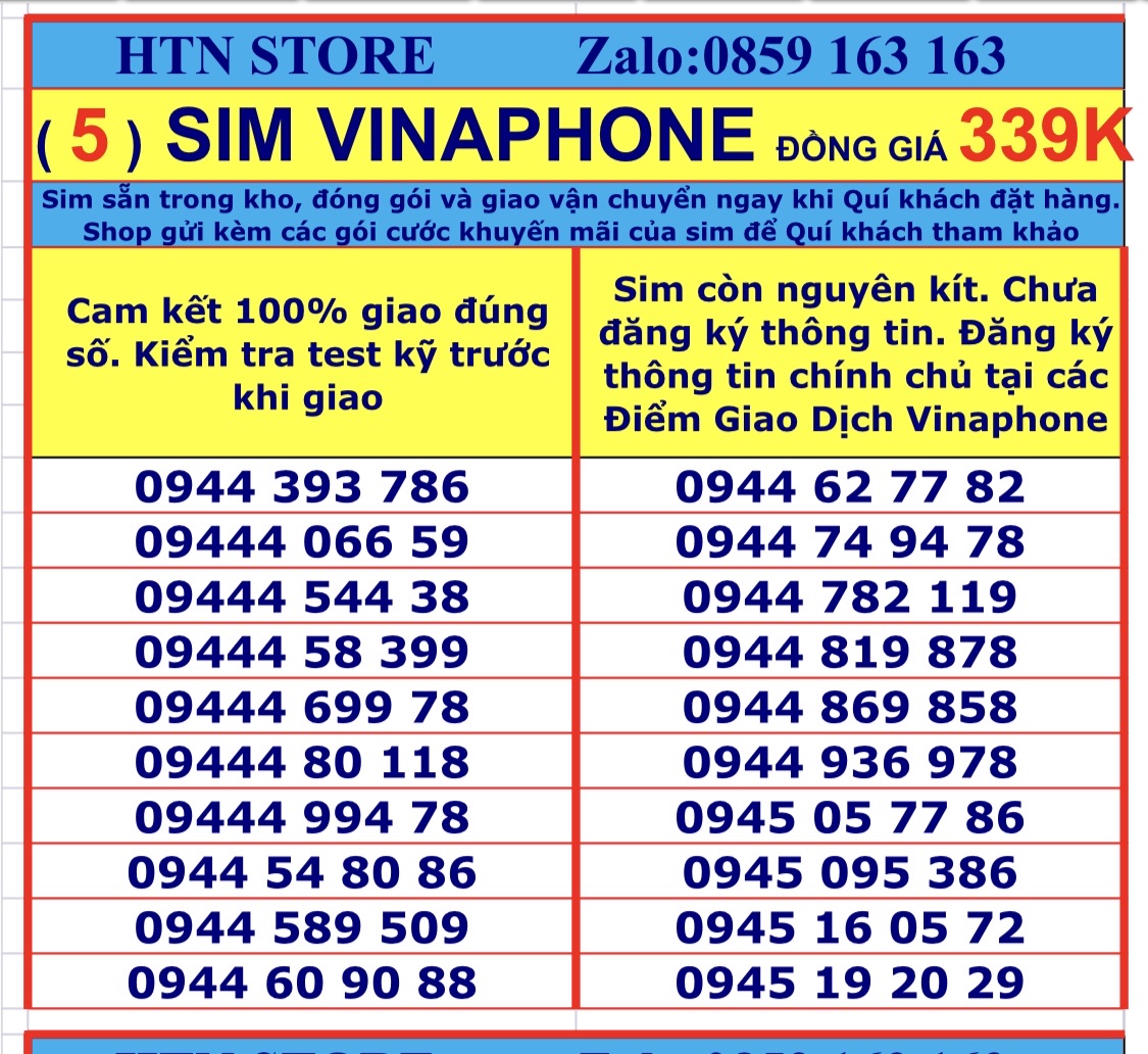 Sim vinaphone số đẹp giá rẻ đồng giá 339k - sim trả trước