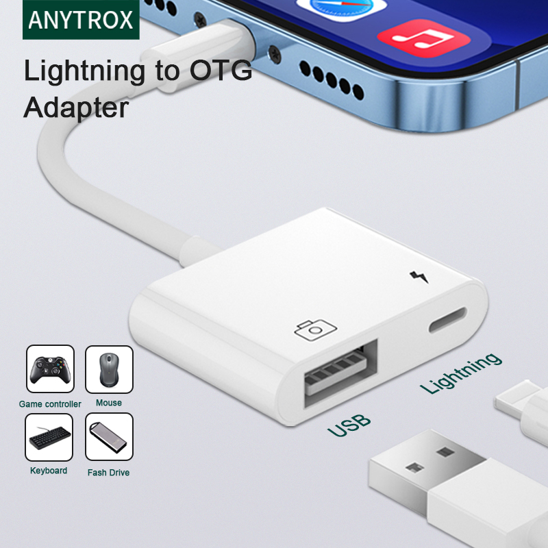 Anytrox otg usb & sạc cáp otg lightning sang cổng usb bộ chuyển đổi lightning sang đầu đọc thẻ sd cho iphone cổng chuyển đổi có cổng sạc cáp game chân đầu ipad máy tính bảng cổng kết nối tải ổ cứng di động