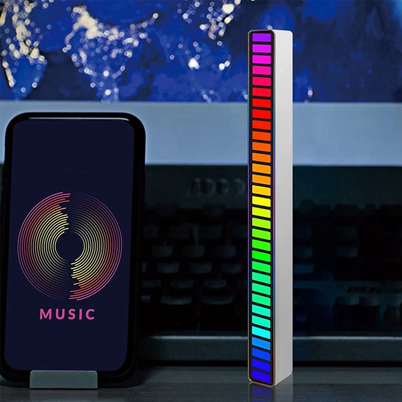 Thanh Đèn Led Màu Chạy Theo Tiếng Nhạc, Thanh Led RGB Cảm Biến Âm Thanh Tự Nhấp Nháy Pin Sạc Nhiều Màu