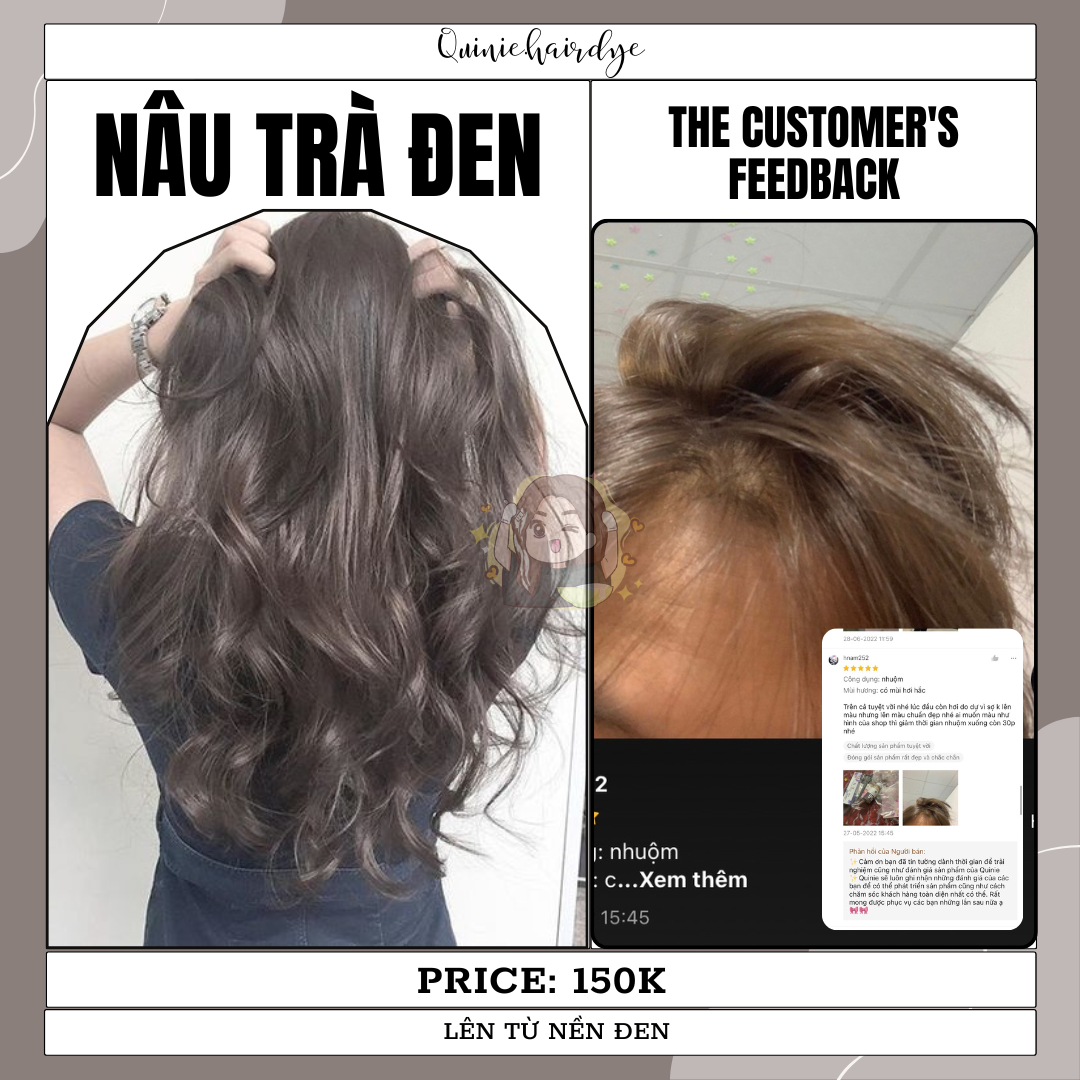 Thuốc nhuộm tóc màu Nâu Trà Đen tặng kèm trợ nhuộm