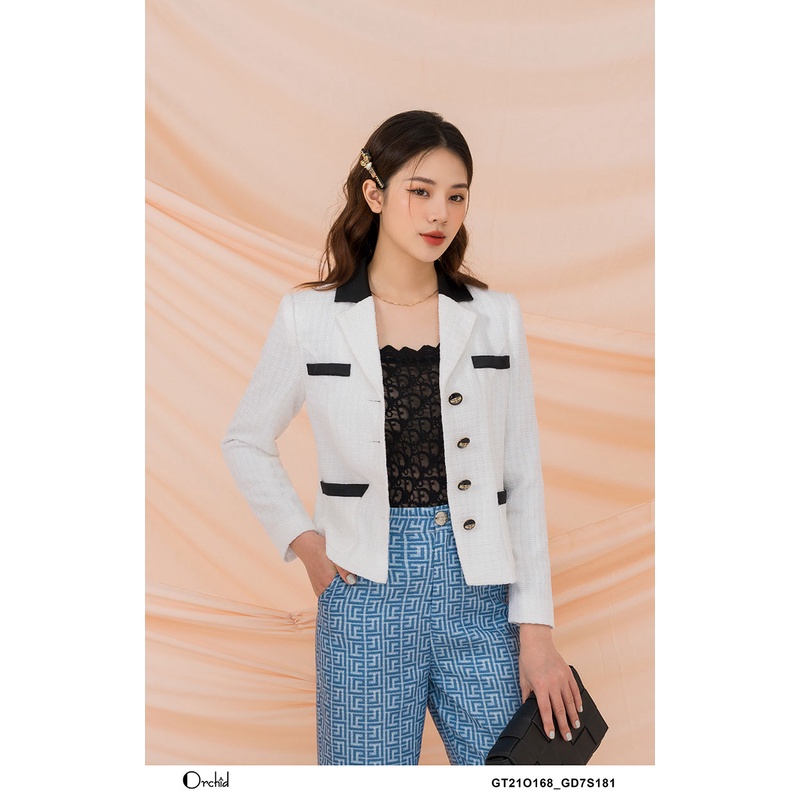 Áo khoác dạ dáng ngắn- Chất liệu dạ Tweed phối cao cấp Orchid GT21O168