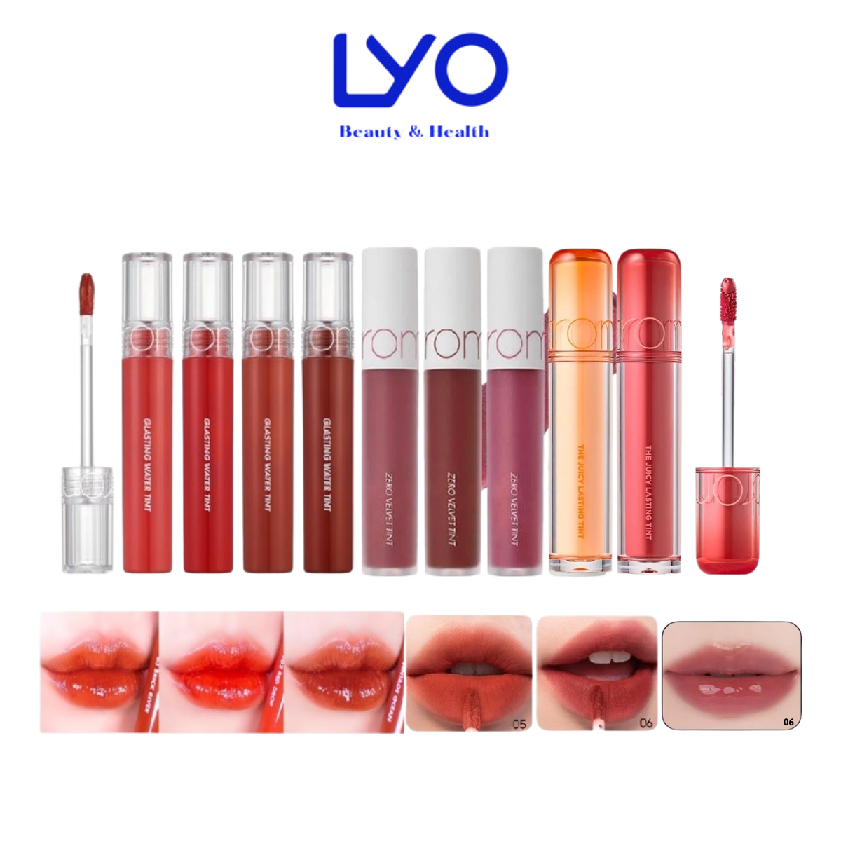 Son kem lì Romand Zero Velvet son bóng juicy lasting 20 glasting water Tint lyo shop