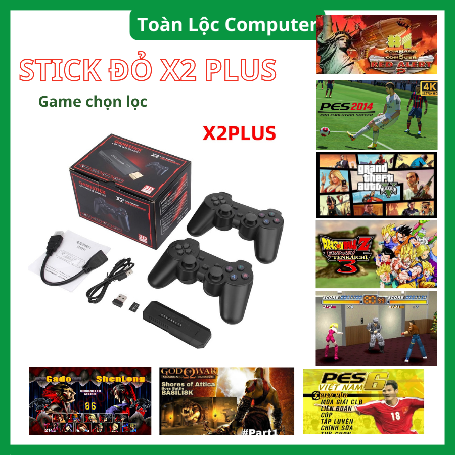 Máy Chơi Game Cầm Tay Stick Đỏ 4K 64gb X2 Pro Kết Nối Tivi HDIM 41000 + Game PSP, PS1, 3D,...Tay Cầm Kết Nối Không Dây