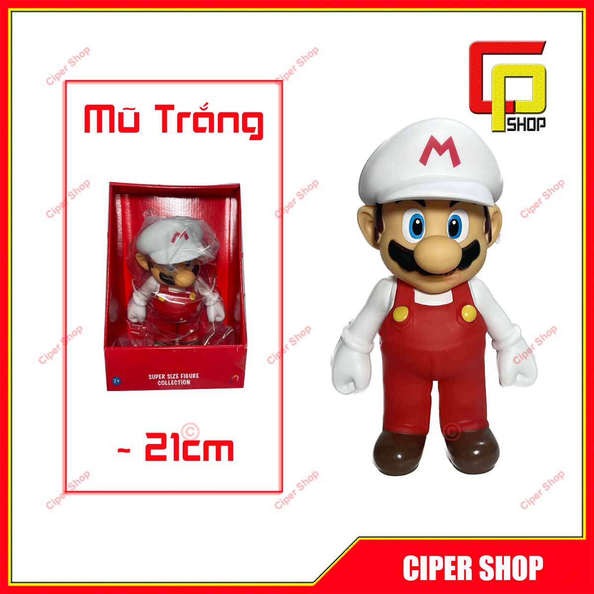 Mô hình mario - mũ trắng - figure mario