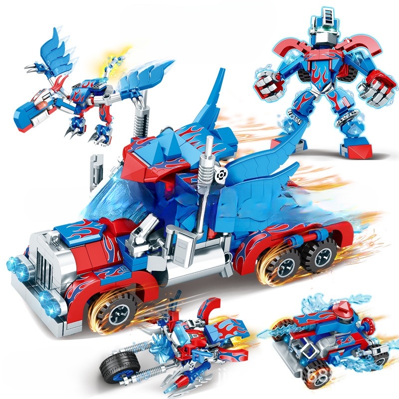 Đồ chơi lắp ráp 3d, robot biến hình băng lửa, xếp hình 3 chiều, đồ chơi sáng tạo cho trẻ