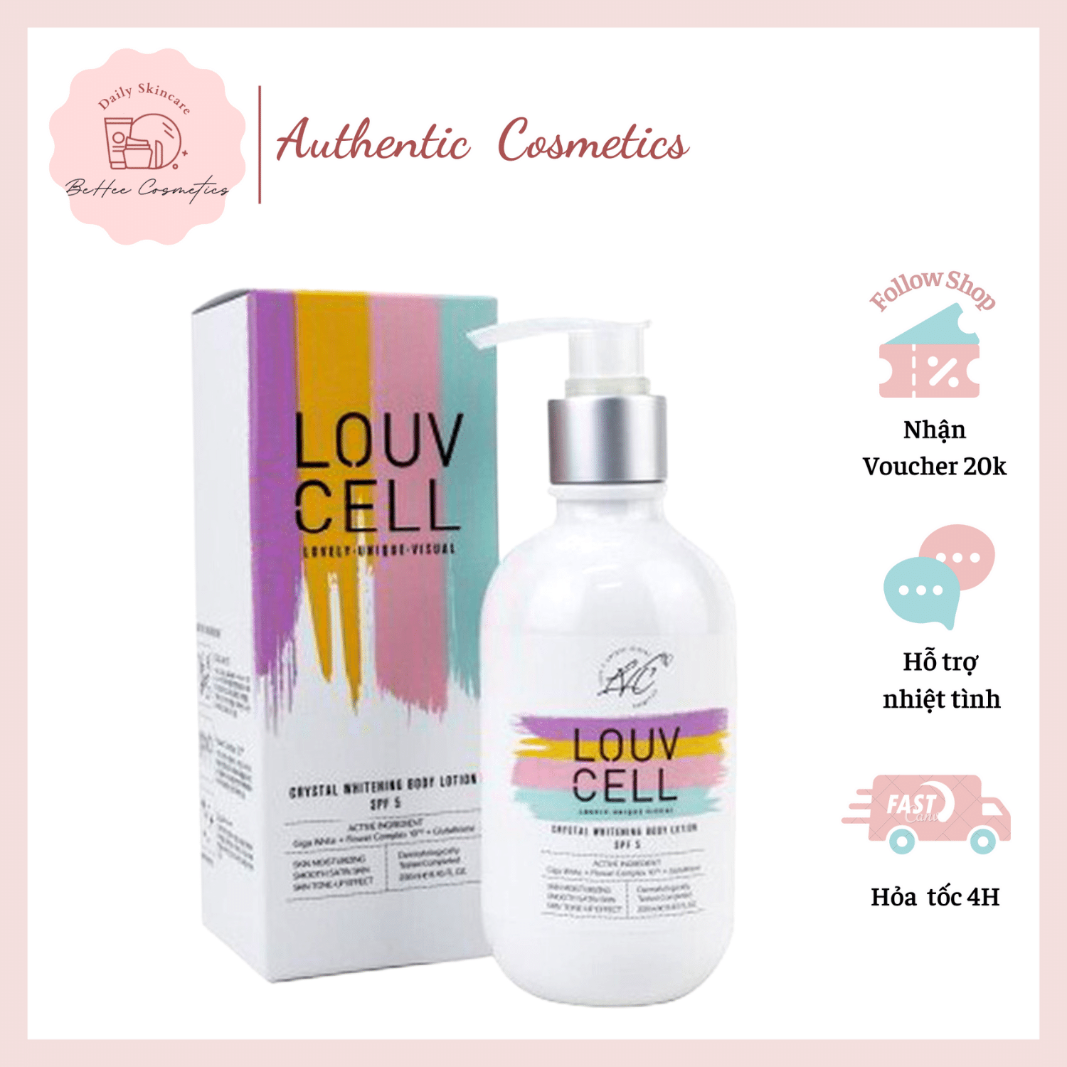 Kem dưỡng body trắng da louv cell crystal whitening lotion 250ml