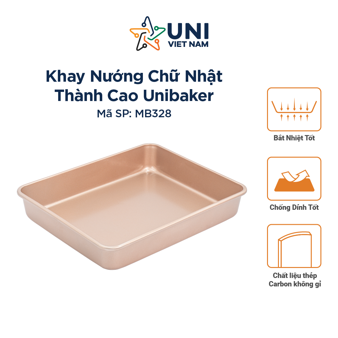 Khay nướng chữ nhật thành cao Unibaker MB328