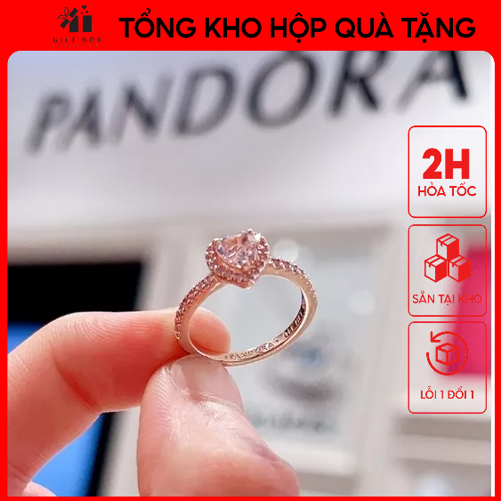 Nhẫn Pandora trái tim Sparkling Elevated Heart Ring - Nhẫn Pandora trái tim-Bạc S925 ALE Full box