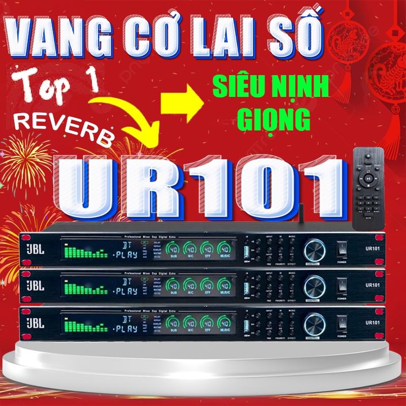 [ SIÊU PHẨM 2024 ] Vang Cơ Lai Số JBL UR101 Chuyên Nghiệp Cho Dàn Âm Thanh, Chống Hú 4 Cấp Tối Ưu,  8 Chế Độ Effect.Chỉnh Treble, Mid, Bass Riêng Biệt, Đầy Đủ Kết Nối Bluetooth, Optical, Coaxial, USB, AV... Âm Thanh Ra Mượt Mà, Trong Trẻo