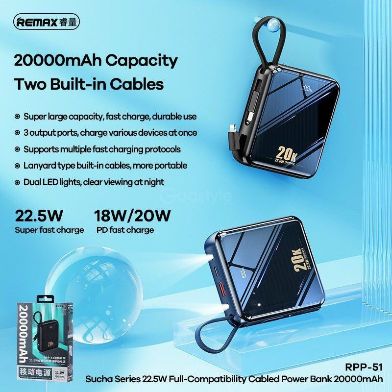 Pin sạc dự phòng 20.000 mah-pin sạc dự phòng 20000mah chính hãng-pin dự phòng 20.000mah remax rpp-51 sạc nhanh tích hợp nhiều thiết bị cùng lúc bảo hành chính hãng.