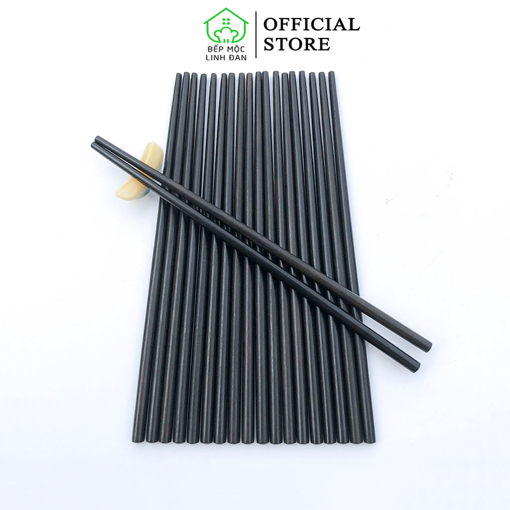Đũa gỗ mun sừng cao cấp siêu sạch bộ 10 đôi tròn