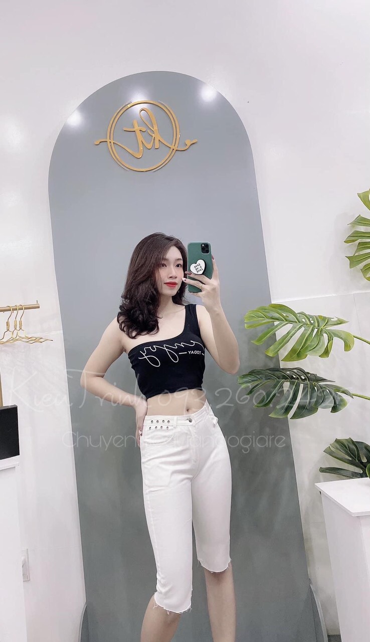 Áo croptop chéo vai chất vải mềm mát form ôm body bao sang - nauy