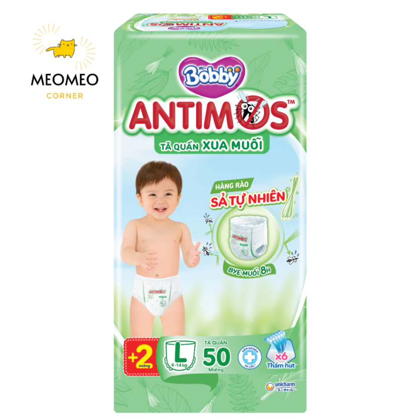  Tã bỉm quần Xua Muỗi Bobby Antimos – Hàng rào Sả tự nhiên Bye Muỗi 8H M   L   XL   XXL 