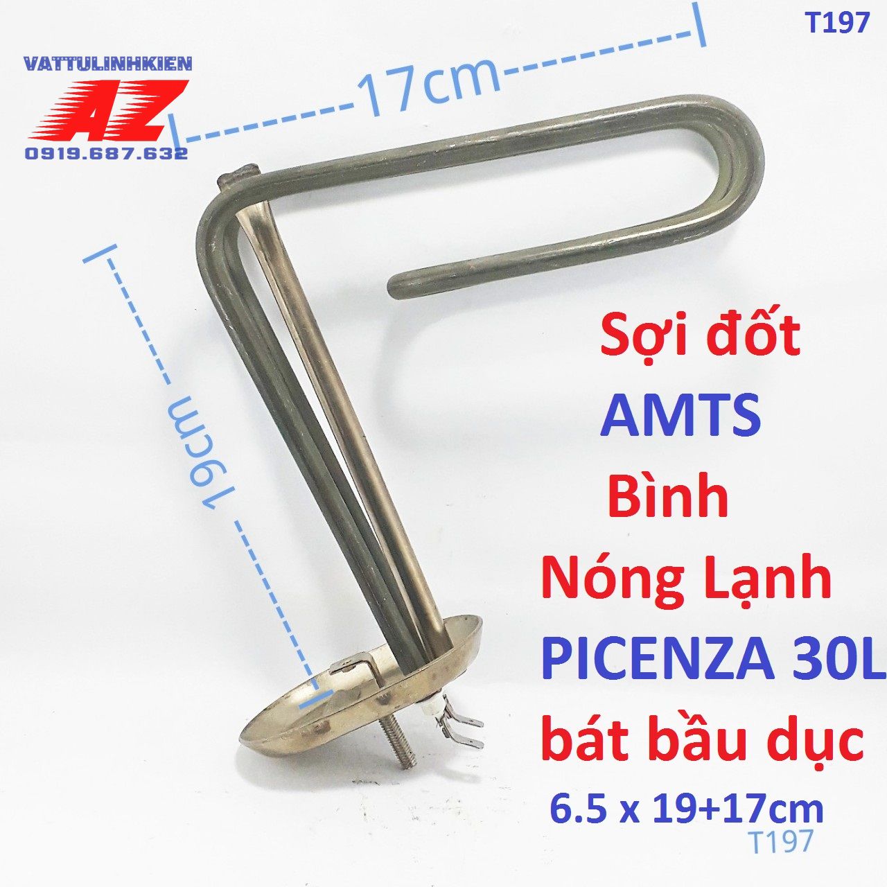 Ruôt đốt Bình nước nóng PICENZA - ARISTON 30L bát bầu dục lõm 6.5cm x 9cm có ống cảm biến