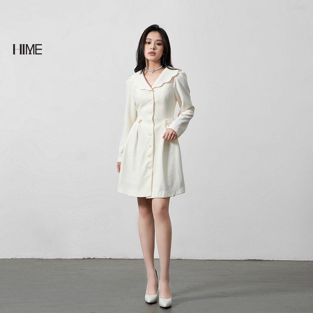 Váy mini trắng vai bồng hime h185