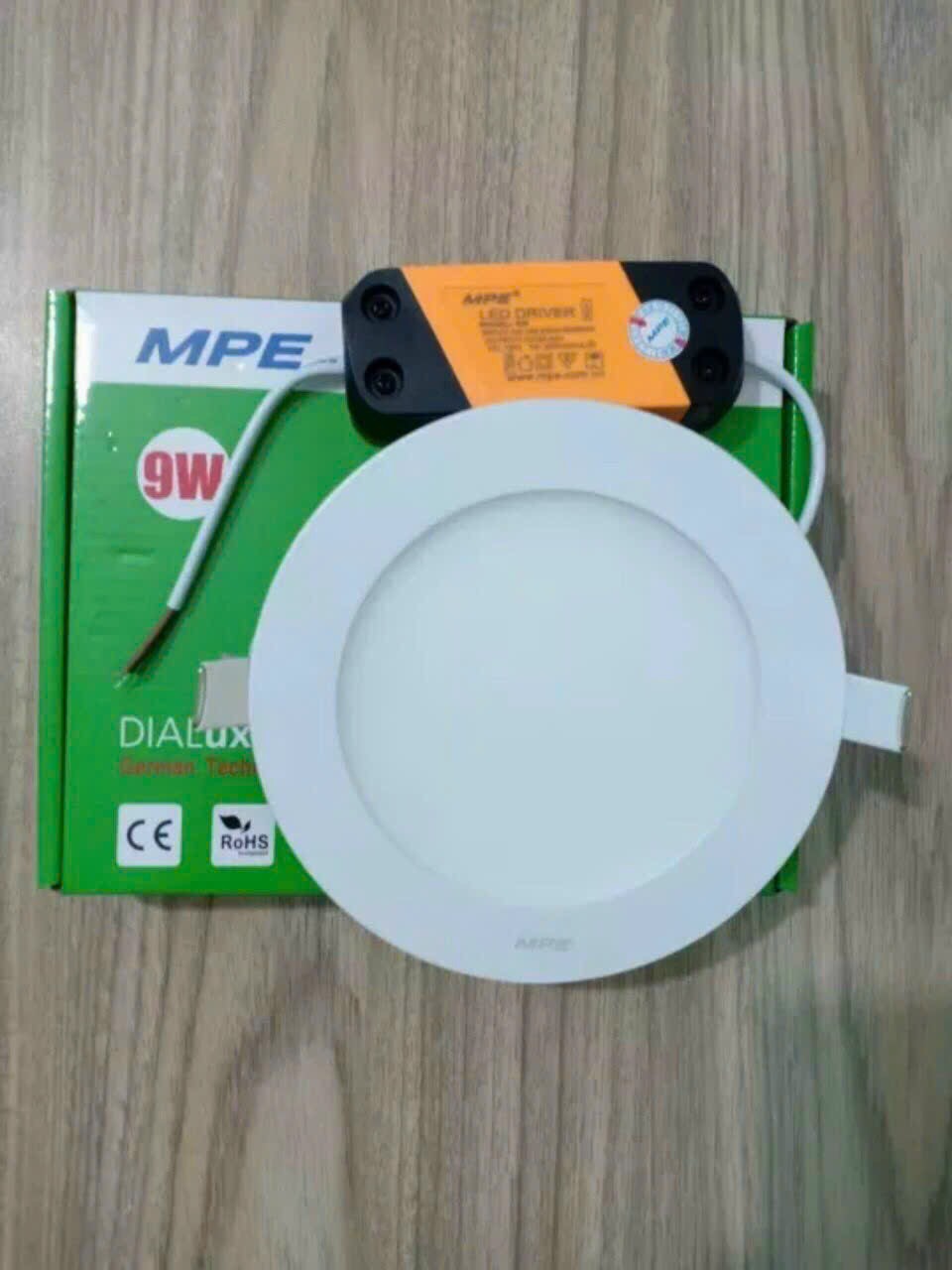 Đèn led âm trần siêu mỏng tròn 6w 9w 12w 18w mpe, hàng chính hãng mpe