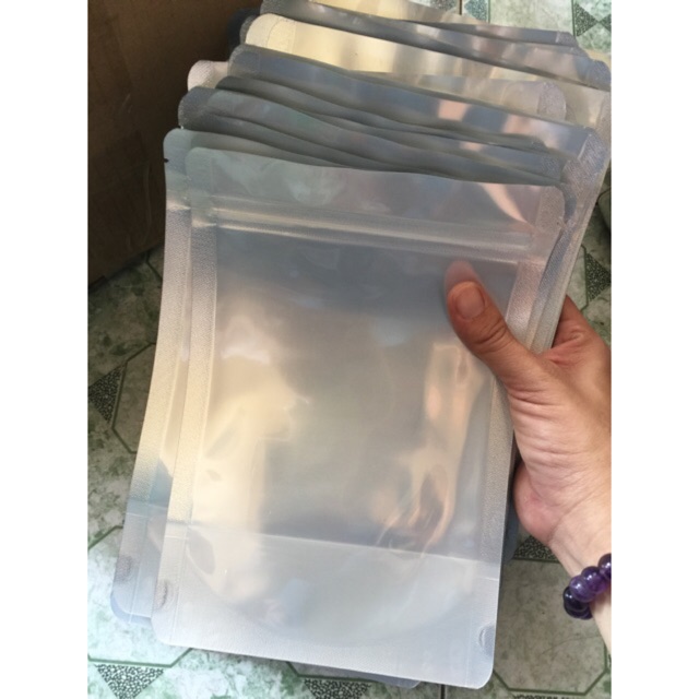 0.5 kg Túi zip bạc (loại đựng 100g-200g khô gà)