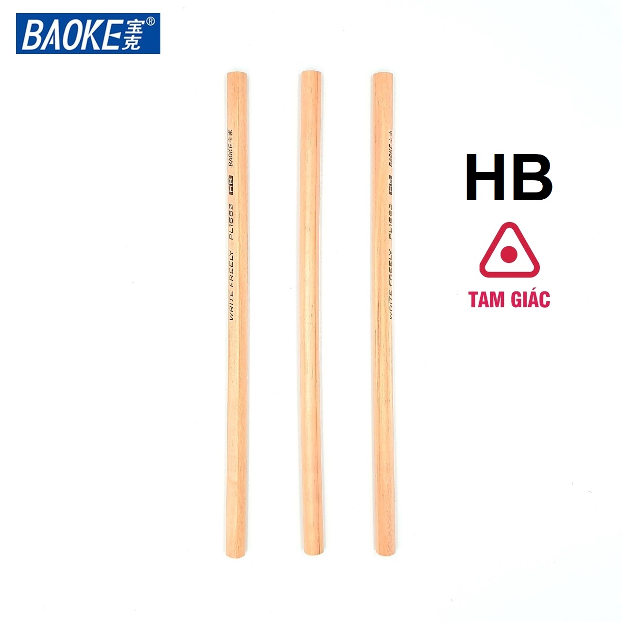 Bút chì hb tam giác không sơn baoke pl1682