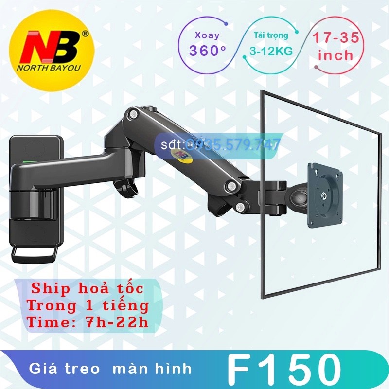 F150 / Giá Treo Màn hình gắn tường/ Tay treo/Arm màn hình gắn tường/ Lò xo thuỷ lực [Màn Hình 17" - 32"]