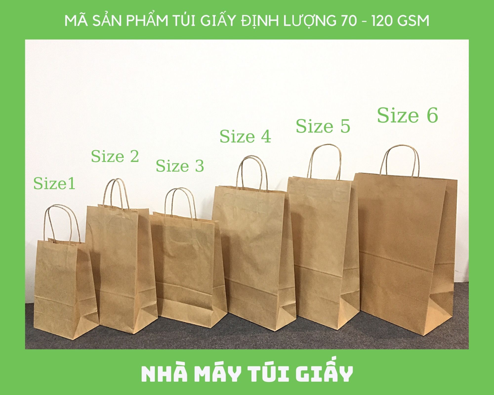 Túi giấy kraft nhật bản có quai đựng quà tặng nhiều kích thước