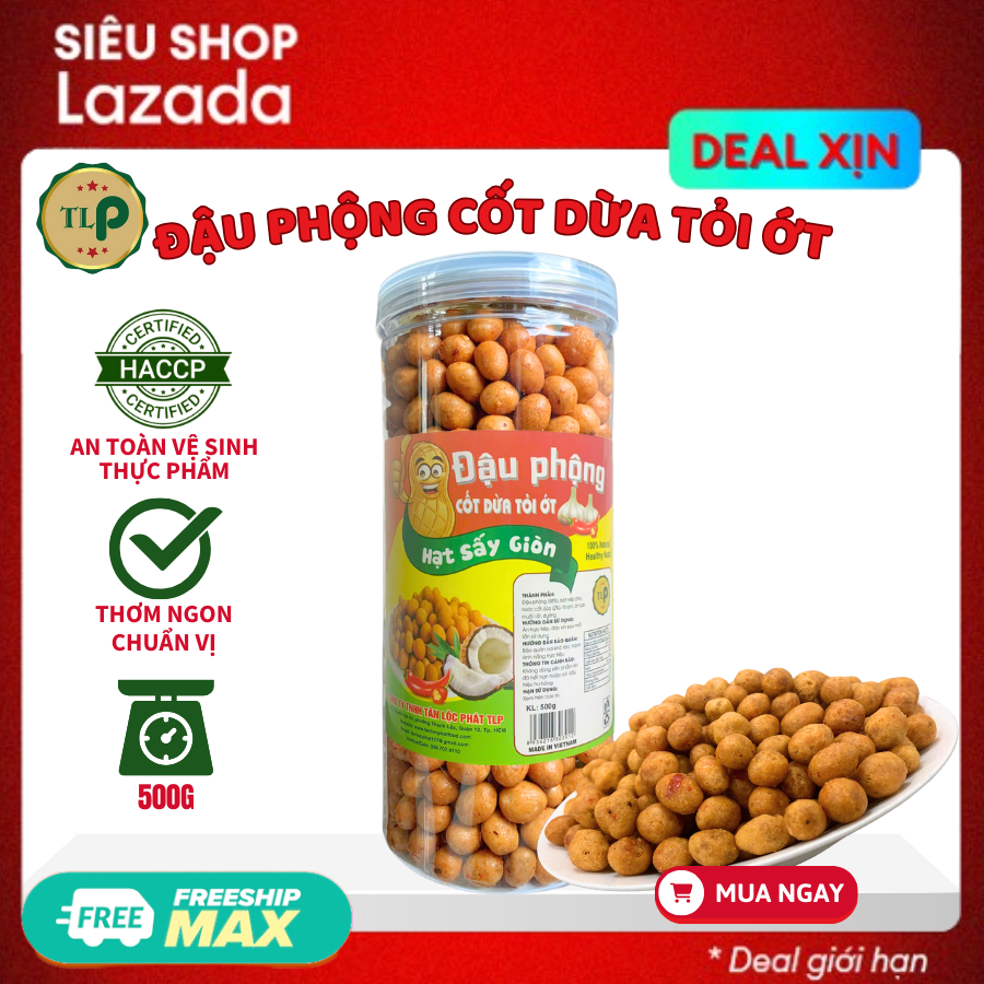 ĐẬU PHỘNG CỐT DỪA  TỎI ỚT TÂN LỘC PHÁT HŨ 500G