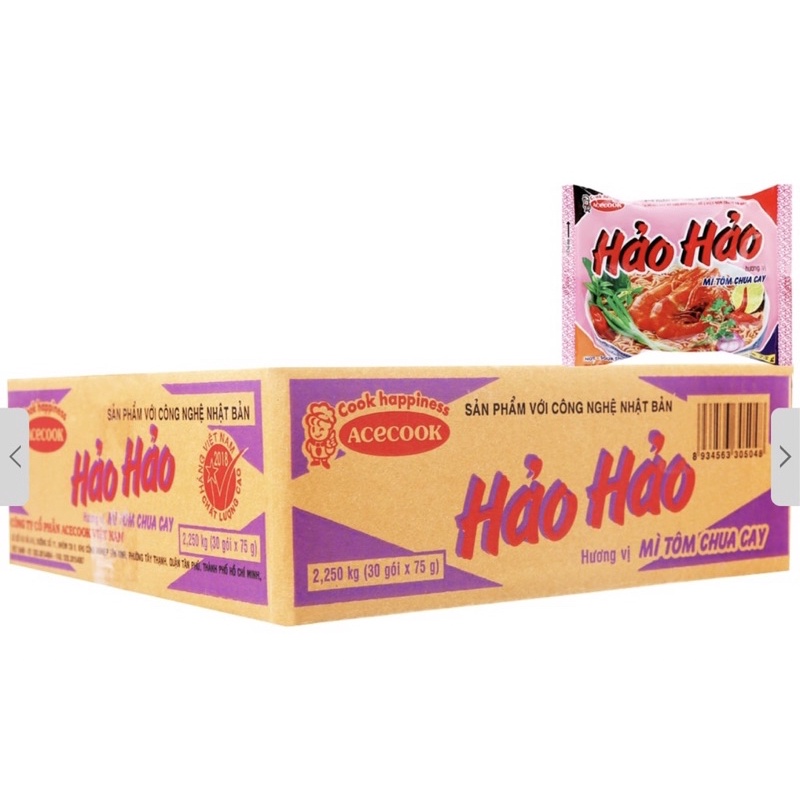 Thùng mì hảo hảo tôm chua cay (30 gói x 75g)