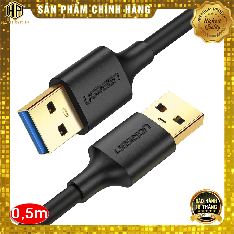 Cáp usb 3.0 hai đầu đực ugreen 10369 dài 0,5m chính hãng - hapustore