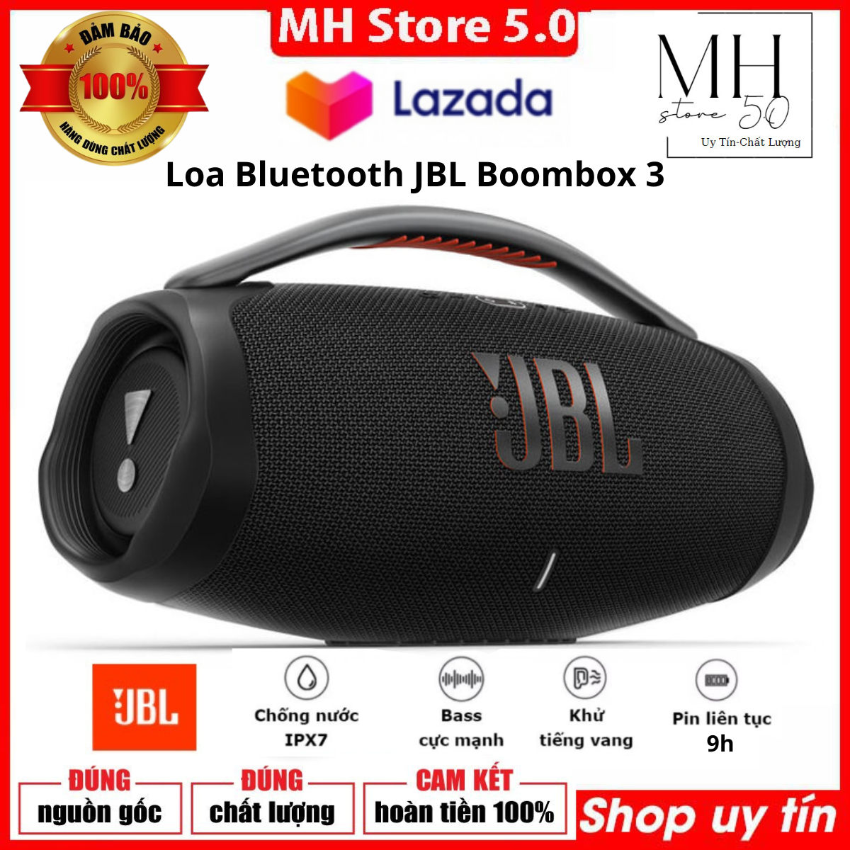 Loa bluetooth jbl boombox 3, loa nghe nhạc công suất lớn 100w, loa bluetooth jbl bombox, , loa bass mạnh tương thích với vi tính, laptop, pc, tivi bluetooth 5.3 - chống nước, chống bụi ip67 - chơi nhạc 24h, màu sắc đa dạng, bh 12 tháng