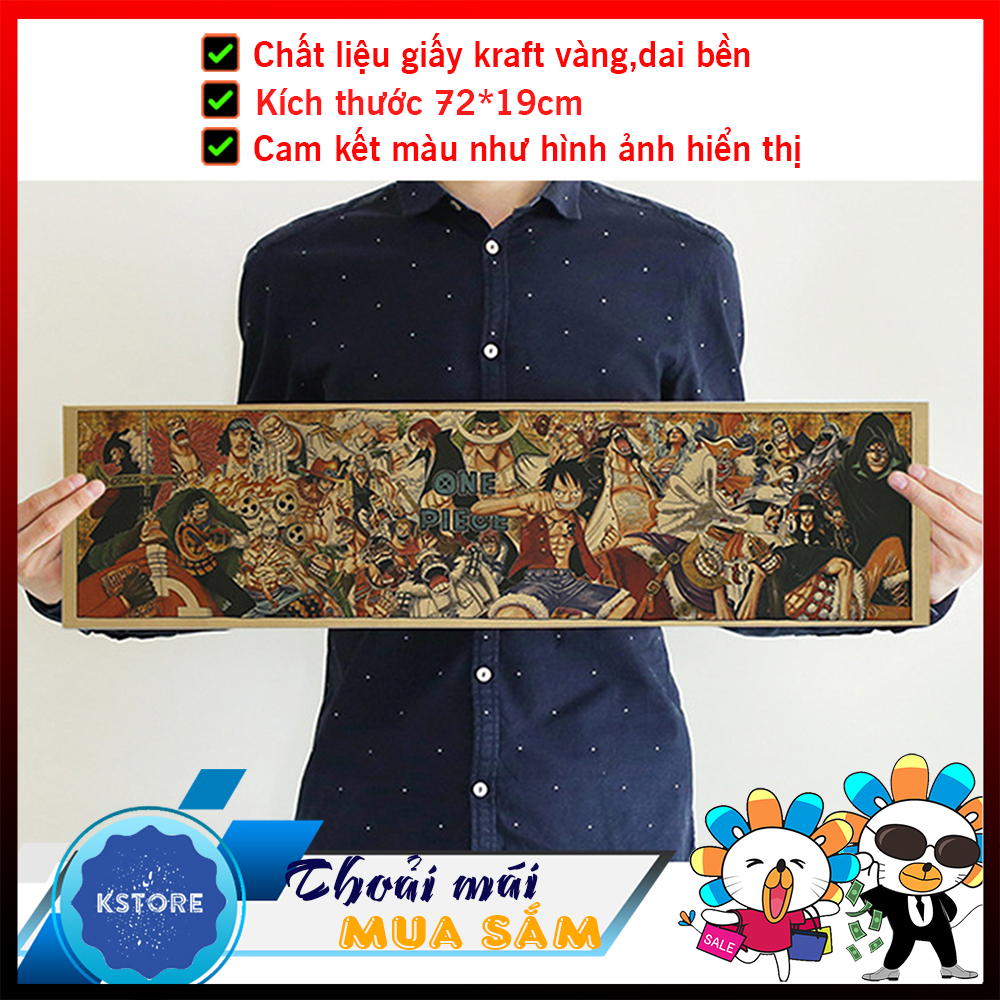 [K039] Tranh trang trí tổng hợp nhân vật One Piece Poster giấy Kraft - Kstore