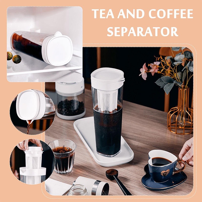 Bình pha cafe Cold Brew bằng nhựa ABS, lõi lọc cao cấp 1.1L - Bình ủ lạnh cà phê Espresso Brewer 1100ml có bộ lọc dễ dàng tháo rời