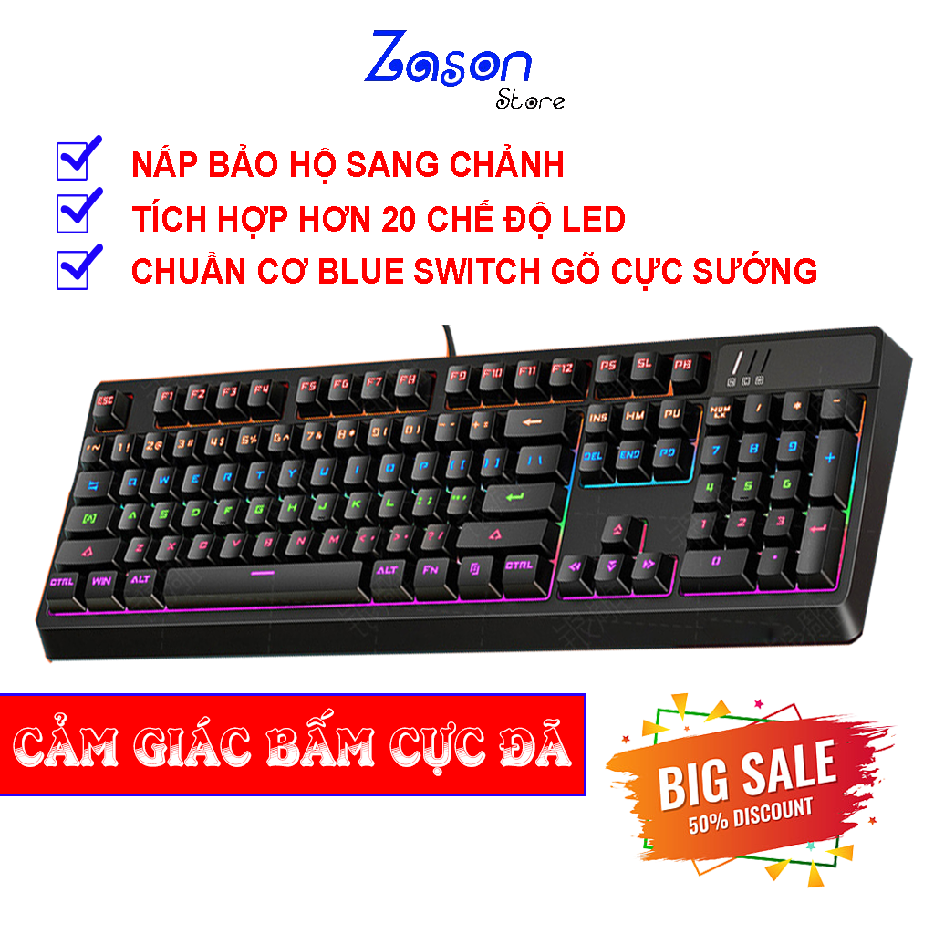 Bàn Phím Cơ Chơi Game K300 Led RGB Hơn 20 Chế Độ Khác Nhau, Bàn Phím Cơ Có Dây Chơi Game, Bàn Phím máy tính Dùng Văn Phòng Cực Đã - Bàn Phím Máy Tính Cho Nữ Siêu Cute - Bàn Phim Máy Tính Cơ Có Đèn Nháy Đổi Màu