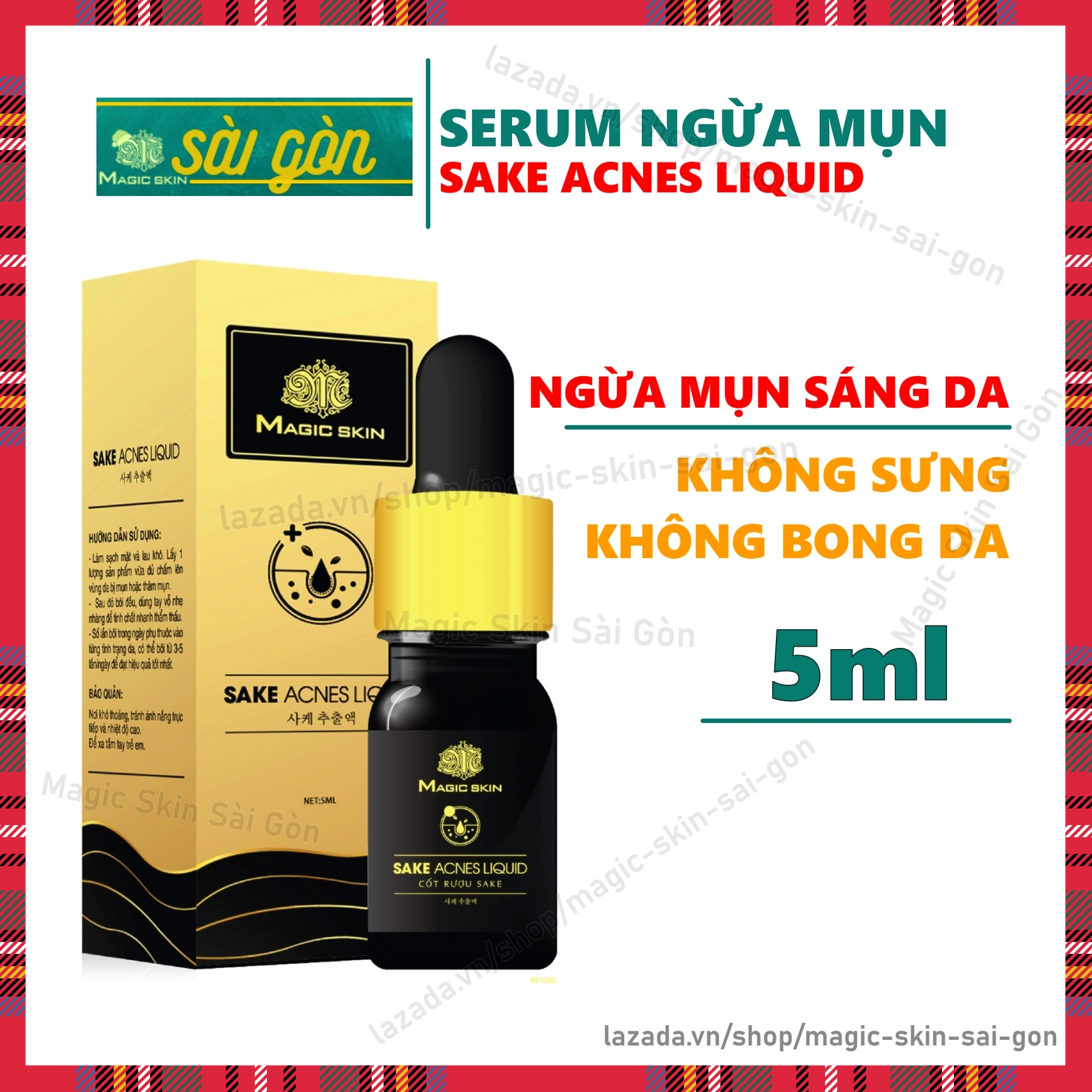 Serum Sake Acnes NGỪA MỤN KHÔNG SƯNG Magic Skin giúp da săn chắc xẹp mụn mờ thâm