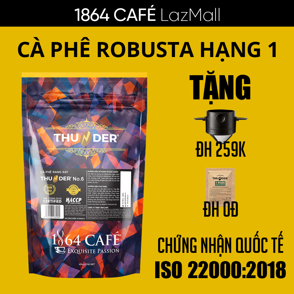 454g Cà Phê Bột Thunder No.6 Pha Phin Gu Việt - 1864 CAFÉ