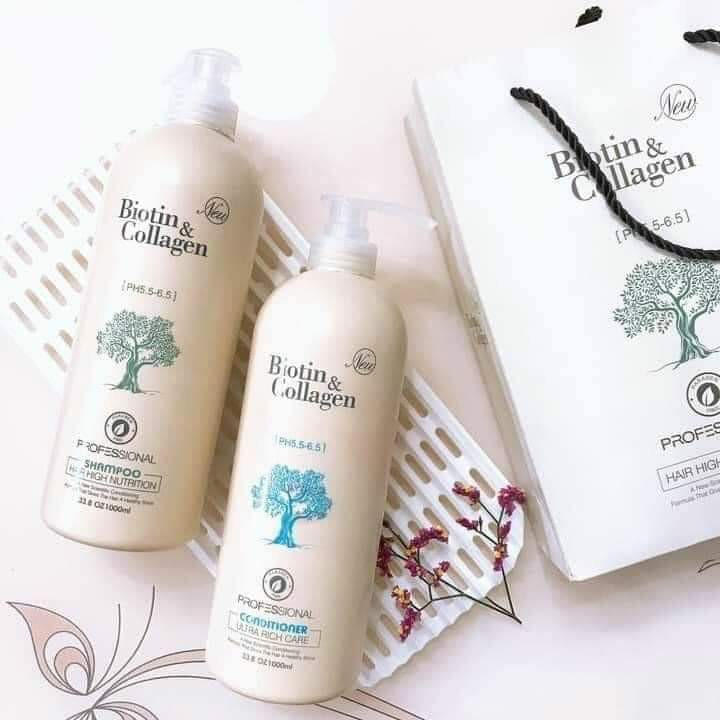 💚chính hãng💚bộ dầu gội xả biotin collagen trắng siêu mềm mượt phục hồi tóc