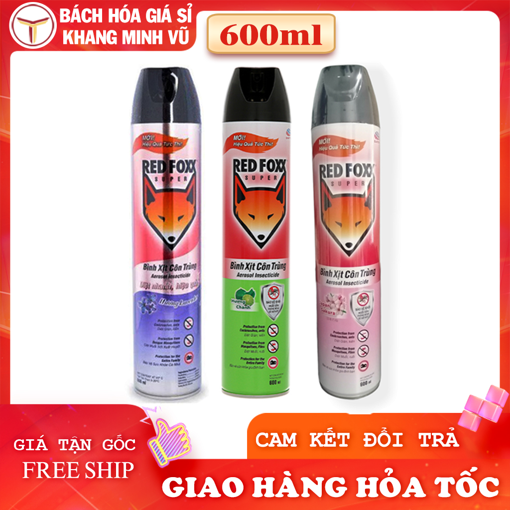 Bình Xịt Muỗi Red Foxx Hương Chanh, Lavender, Anh Đào 600ml
