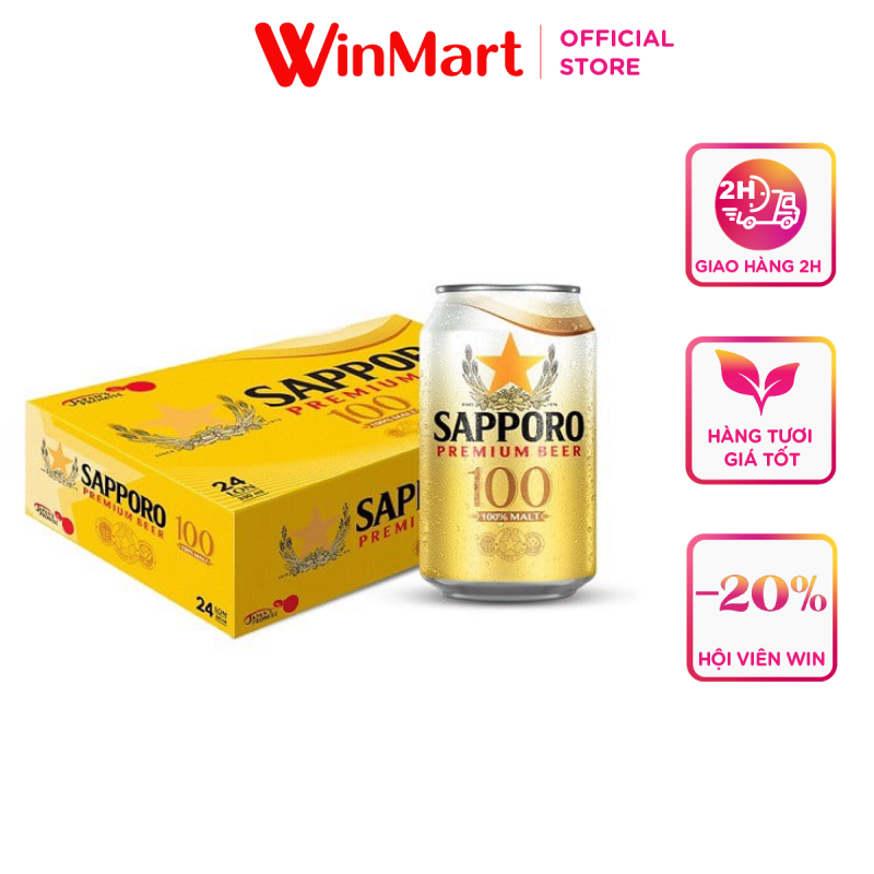 [Siêu thị WinMart] - Thùng 24 lon bia Sapporo 100 330ml