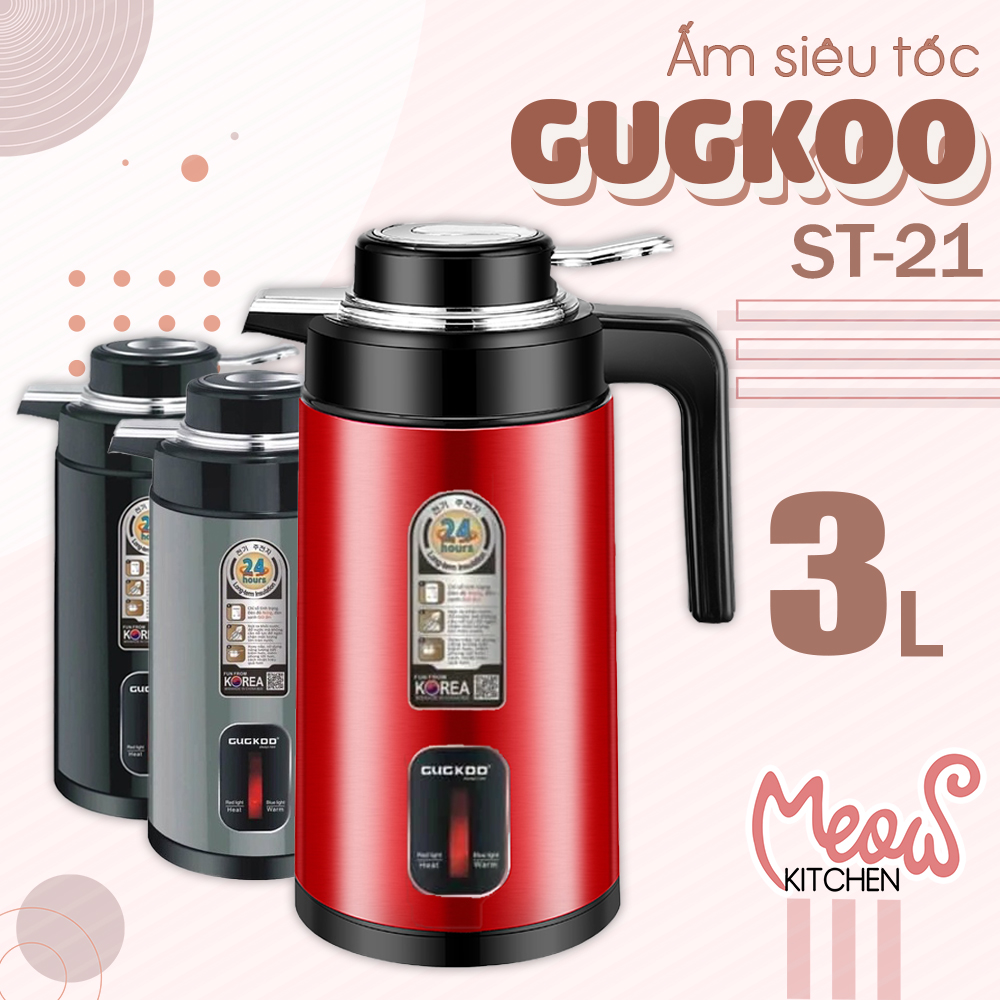 Phích đun nước cuckoo st21 , ấm đun nước siêu tốc cuckoo dung tích lớn, ấm siêu tốc 2 trong 1 công suất lớn