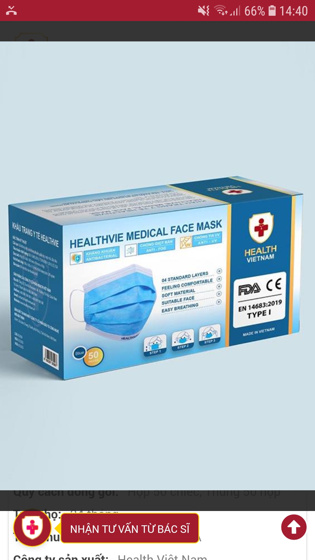Khẩu trang y tế 4 lớp Healthvie