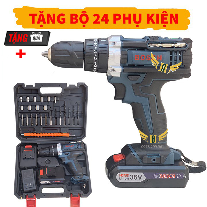 Máy khoan pin bos 36v Pin Khoan 3 chức năng bắt vít khoan tường có búa