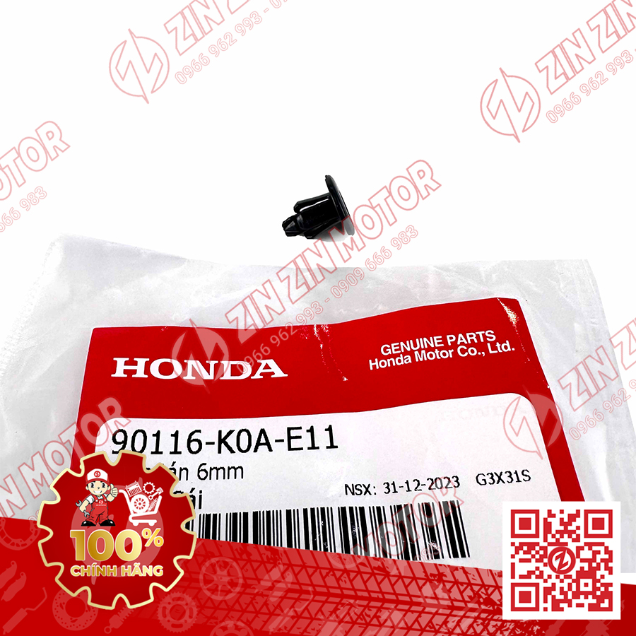  Chốt Bấm 6mm Ốc Nhấn Dàn Áo Winner AB SH Mode Vision Vario ADV Và Nhiều Dòng Xe Honda Khác 90116-K0A-E11 - ZZM 