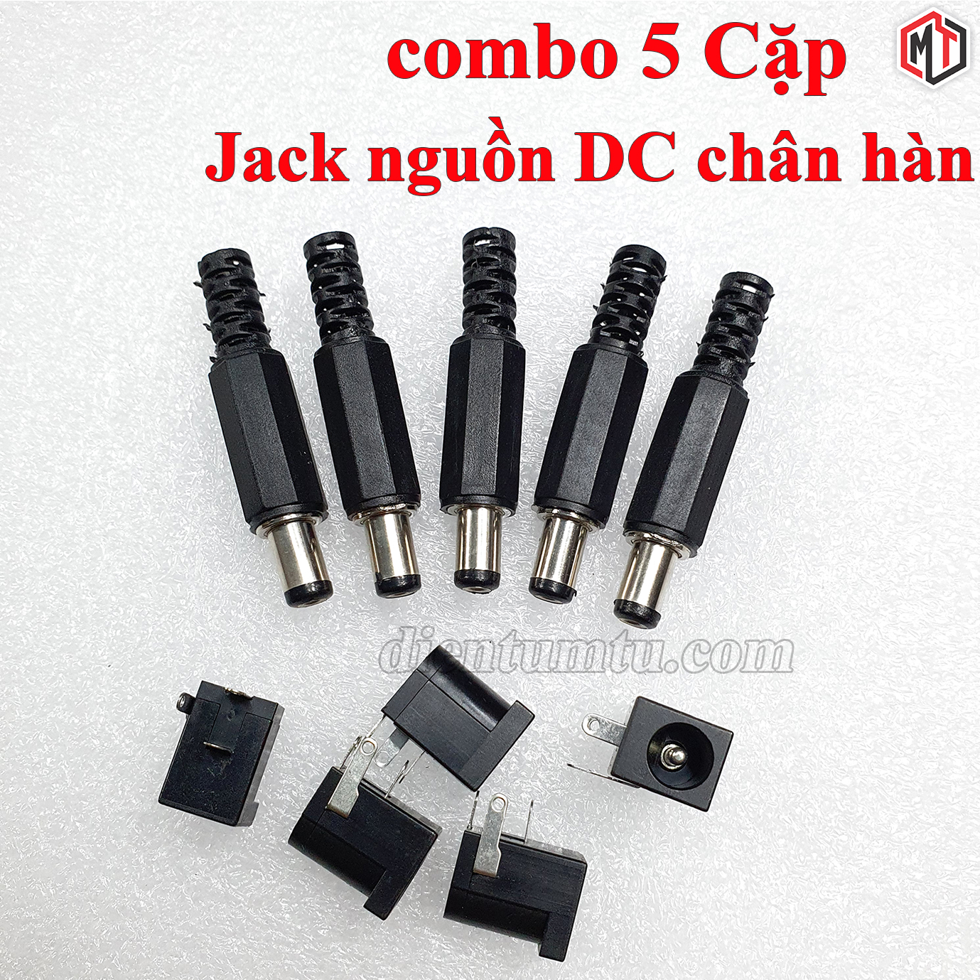 Combo 10 đầu cắm - jack nối nguồn dc chân hàn - jack đực và jack cái dc-002 dc-005 5.5x2.1 5.5x2.5