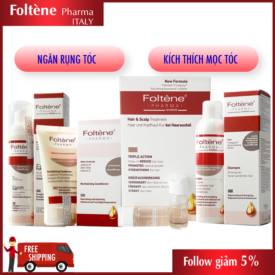 [HCM]FULL COMBO NGĂN RỤNG TÓC KÍCH THÍCH MỌC TÓC FOLTÈNE DÀNH CHO NỮ - DẦU GỘI DẦU XẢ DƯỠNG CHẤT VÀ TINH CHẤT FOLTÈNE