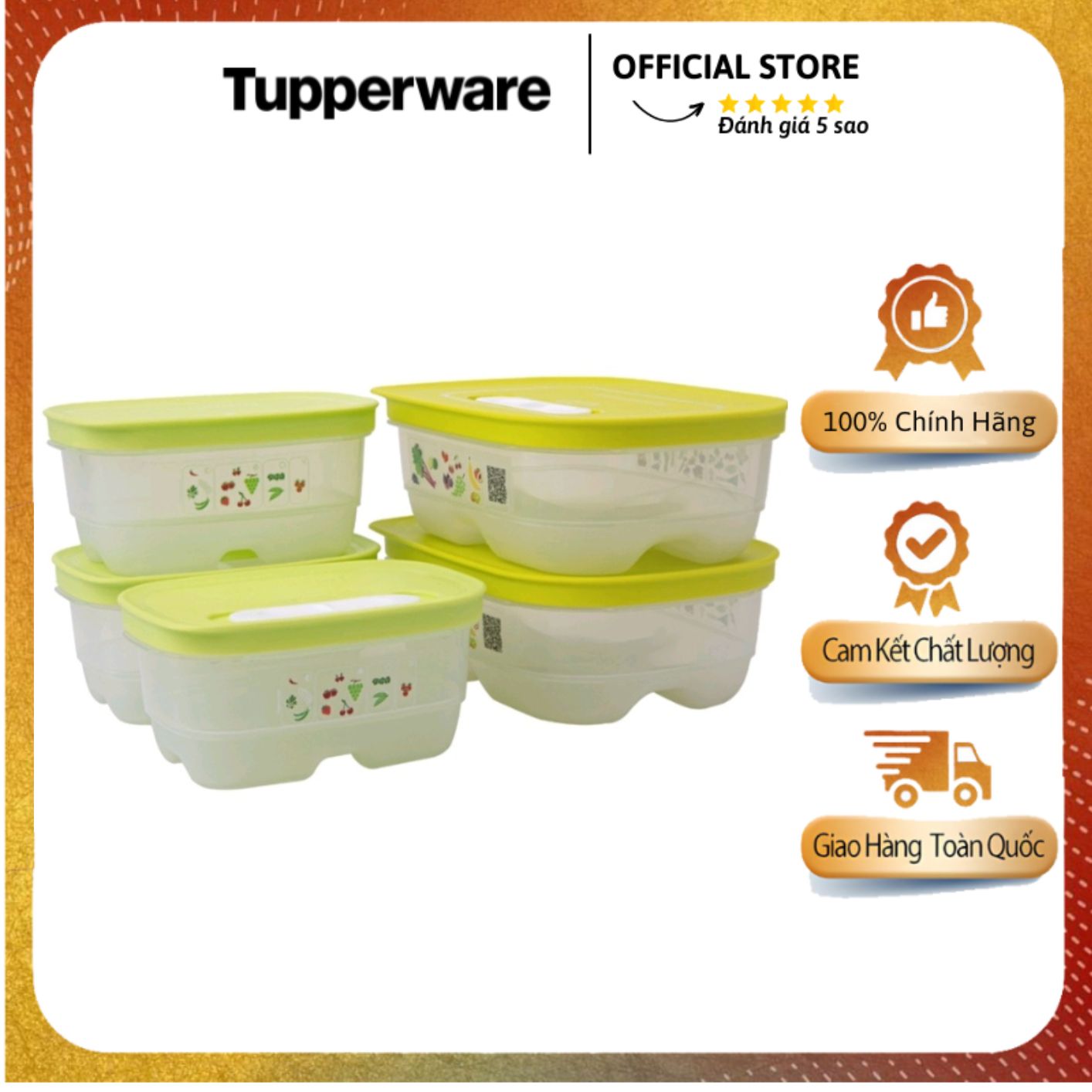 Bộ hộp trữ mát có nút hô hấp ventsmart five star -tupperware mall chợ lớn