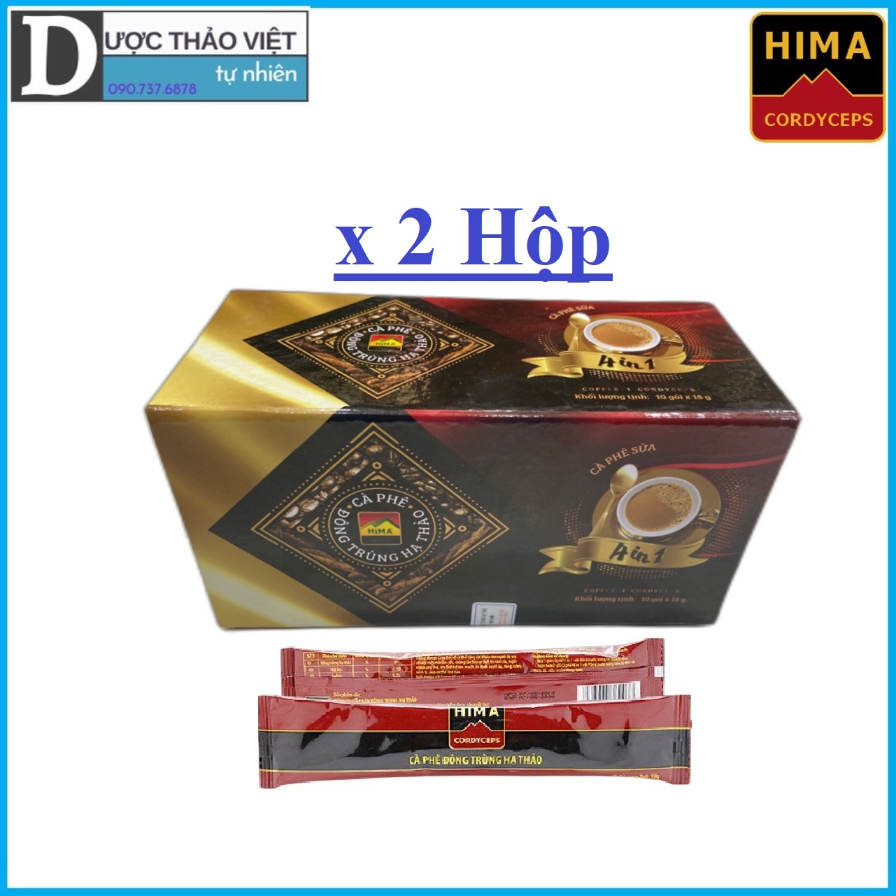 Bộ 2 Hộp Cà Phê Sữa Đông Trùng Hạ Thảo (10 Gói/Hộp).