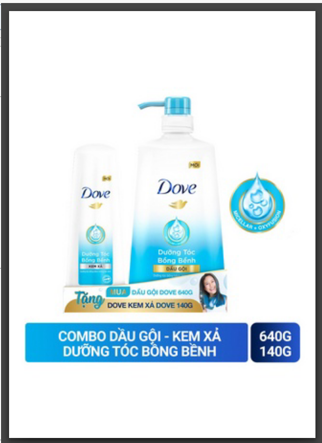 Combo dove dầu gội dưỡng tóc bồng bềnh chai 640g - dầu xả dove chai 140g