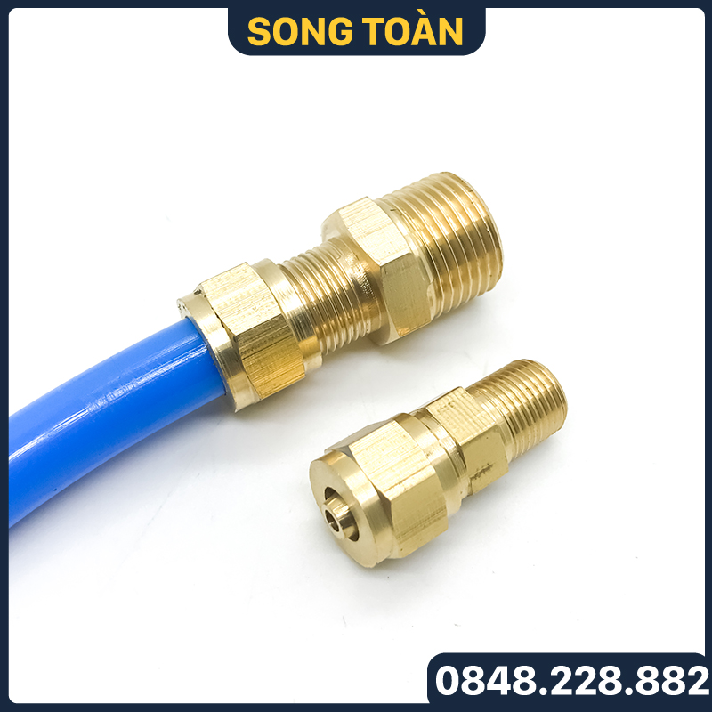  Đầu Nối Thẳng Ống Mềm Nối Thẳng Ren Ngoài Siết Ống Mềm 6 8 10 12- Đồng Thau 