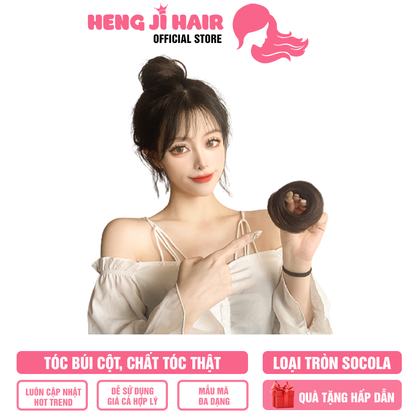 [TẶNG QUÀ 29K] Tóc Giả Nữ Búi Cột Tóc Thật HH08 Tóc Có Thể Đeo, Tháo Dễ Dàng, Hàng Có Sẵn, Cam Kết Cả Về Chất Liệu Cũng Như Hình Dáng - Hengji Hair Official Store