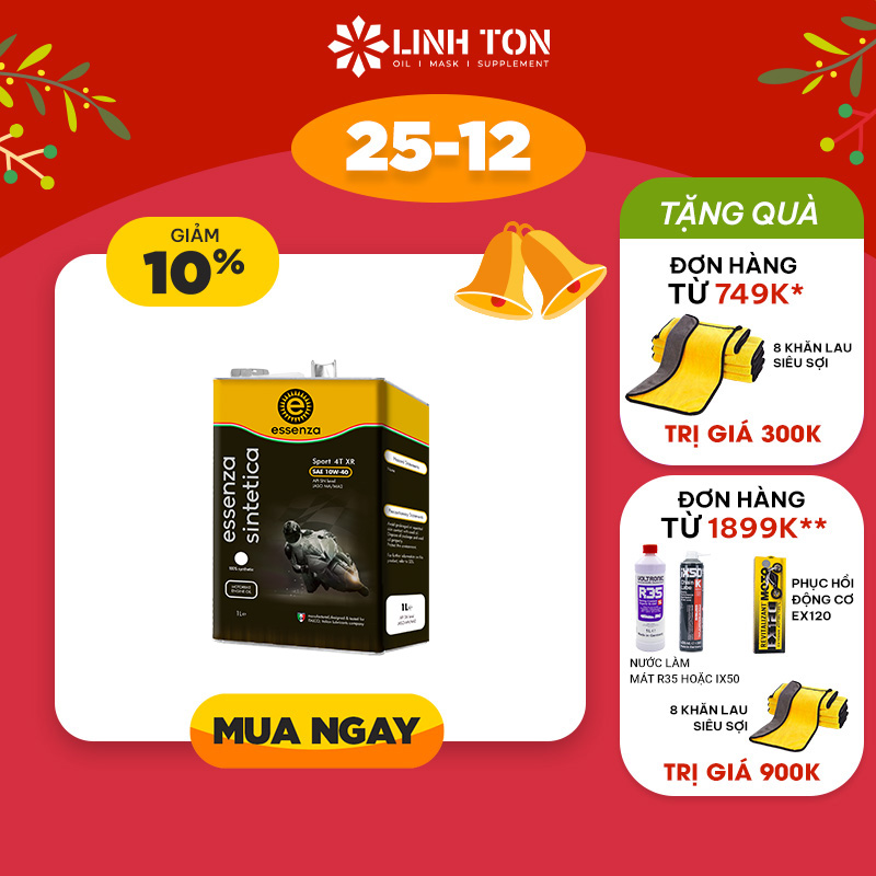 [HCM]Nhớt nhập khẩu Ý tổng hợp 100% Essenza sintetica Sport 4T XR SAE 10W-40