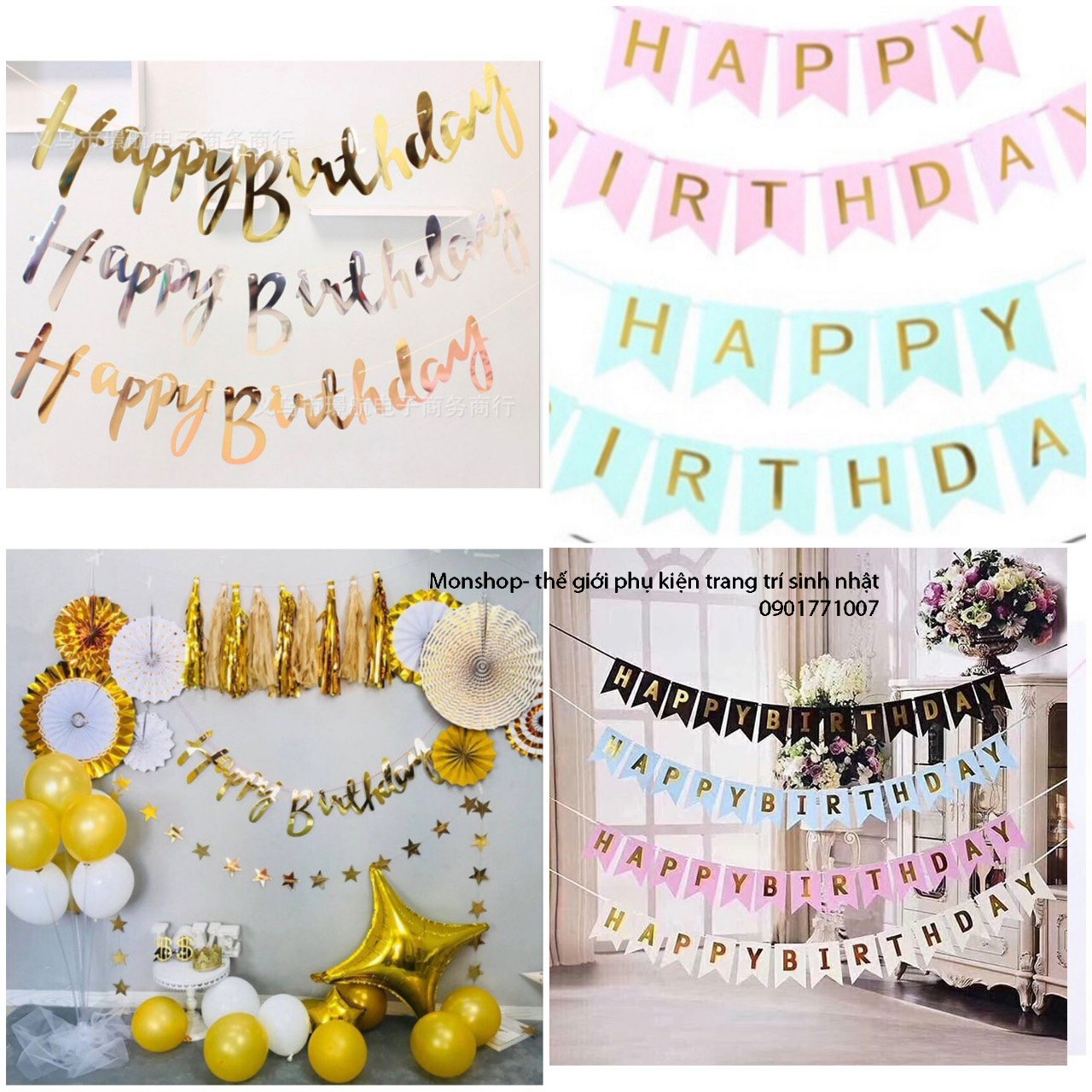 Dây Chữ Happy Birthday Ép Kim Loại Đẹp Có Video Ảnh Thật